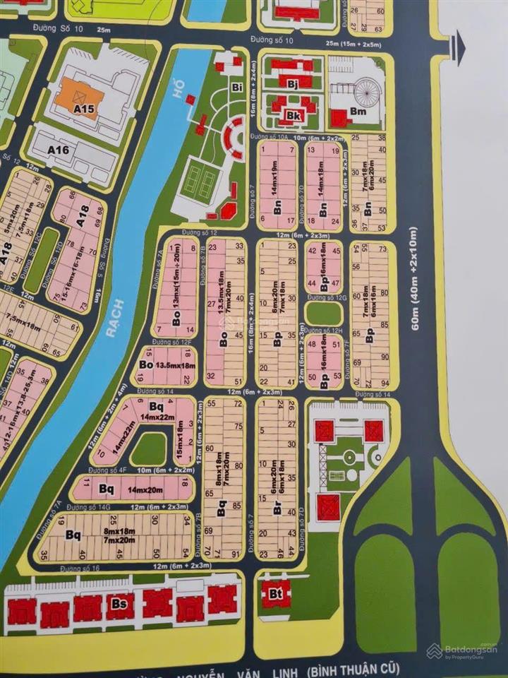 Bán gấ lô đây biệt thự kdc conic 13b mặt tiền nguyễn văn linh.14x18 (252m2) sổ hồng.giá 62tr/m2