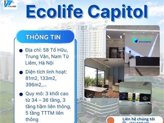 Văn phòng 162m² view thoáng vào làm ngay tại ecolife capitol, tố hữu, nam từ liêm