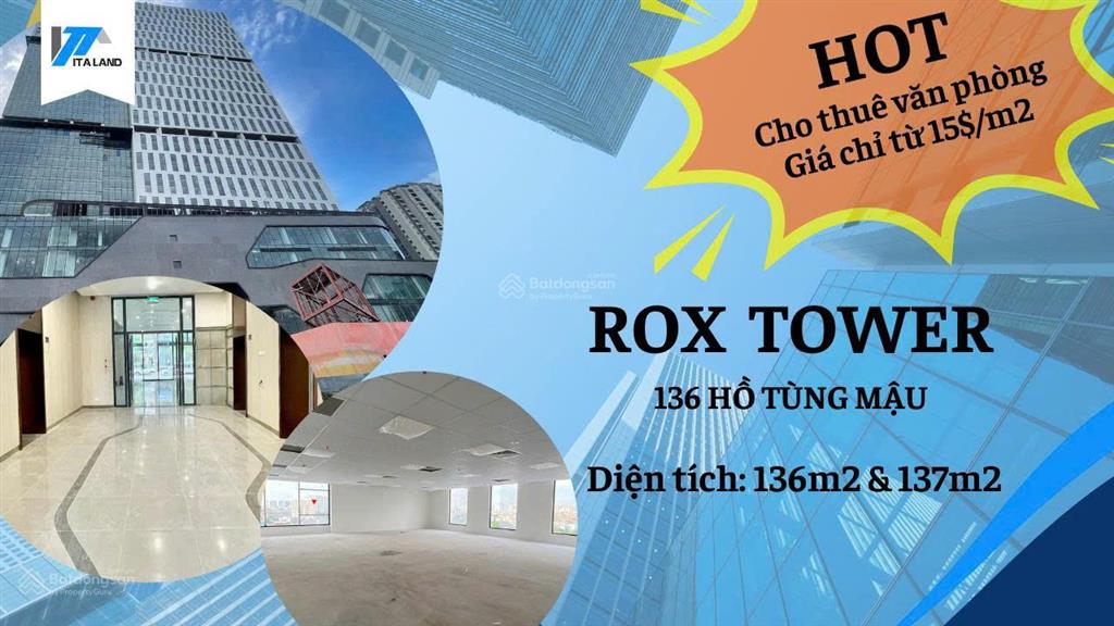 Độc quyền cho thuê 137m2 văn phòng hạng b + mới toanh tại 136 hồ tùng mậu
