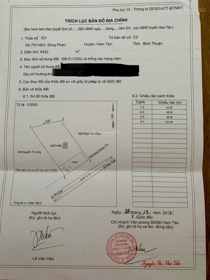 Bán đất mặt tiền quốc lộ 1a xã song phan, bình thuận 7.200m² (có 1.200m² thổ cư) chỉ 15 tỷ