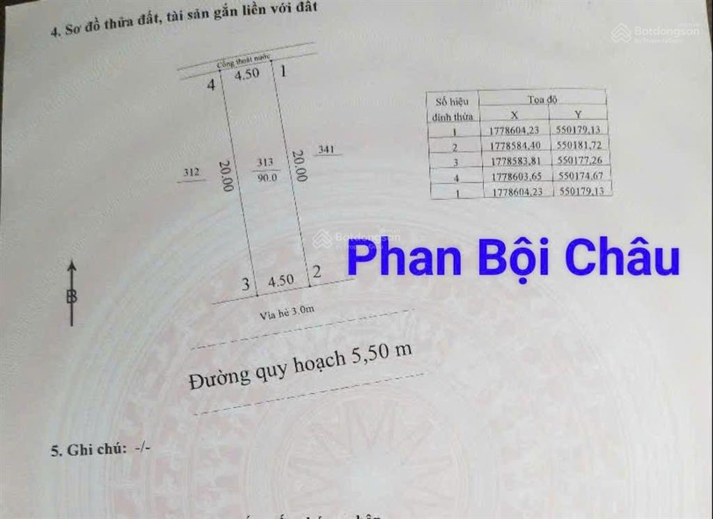 Mặt tiền đường nhánh 5m5 lề 3m phan bội châu. cạnh sông hàn.s= 90m2 ( 4.5x20) giá. 7.8 tỷ