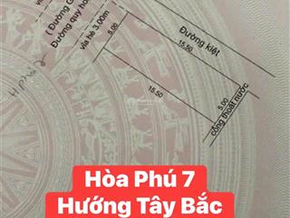 Đất 2 mặt tiền đường 5m5 hoà phú 7,(gò nãy 14.) s= 78m2 ( 5x16) giá 4.37 tỷ