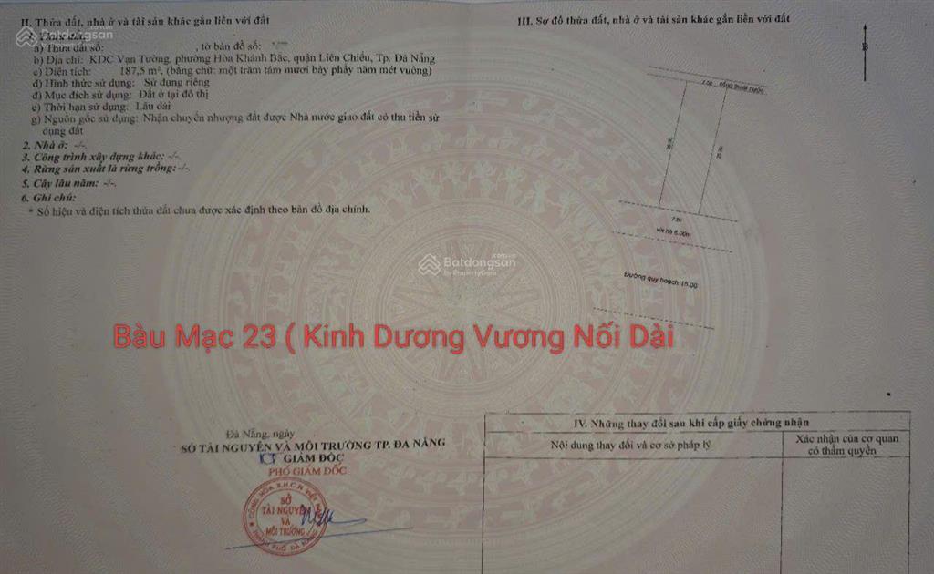 Kinh dương vương nối dài (bàu mạc 23) thông nguyễn an ninh. cạnh biển.s= 187m2 giá 11.2 tỷ