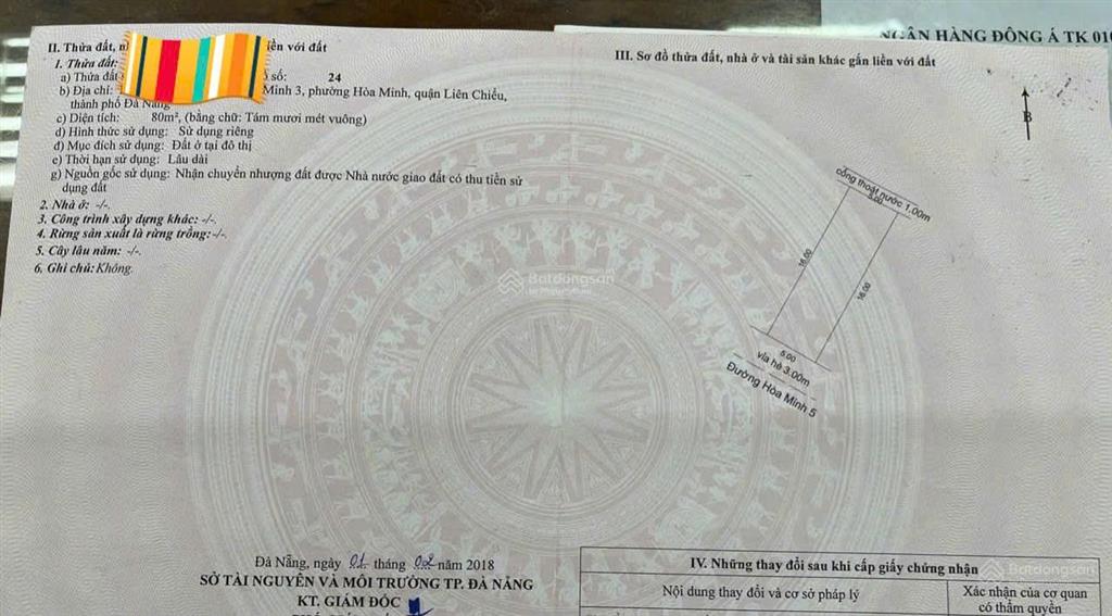 Đất hoà minh 5, liên chiểu. cách biển 200m. s = 80m2 (5x16m). giá 6.2 tỷ