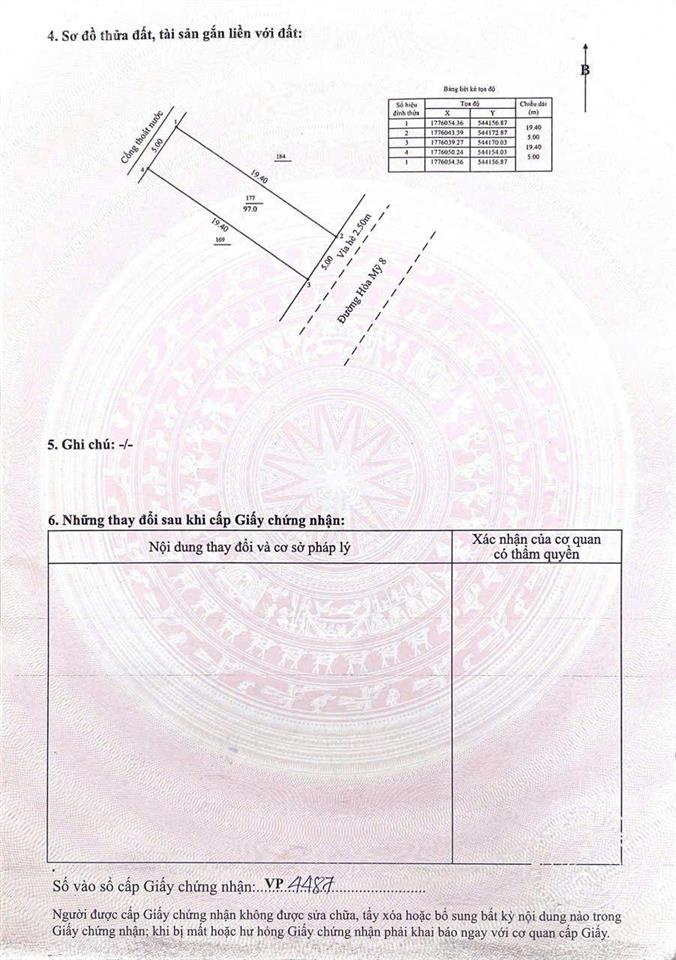 Đất mặt tiền đường 5m5 hoà mỹ 8, hoà minh, liên chiểu. s = 97m2 giá 45tỷ