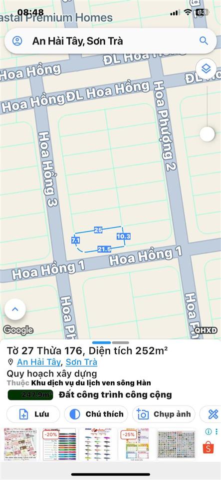 Đất biệt thự view sông khu euro village 1, dt 252 m2 giá 260 tr/m2, hai mặt tiền,  0935 121 ***