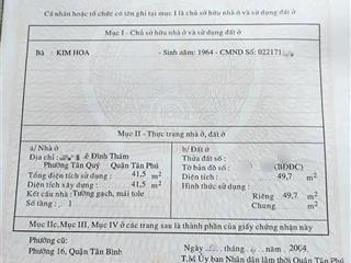 Nhà c4 lê đình thám dt 4,2x12,5 gần aeon tân phú sổ đẹp nở hậu giá chỉ 4,75 tỷ