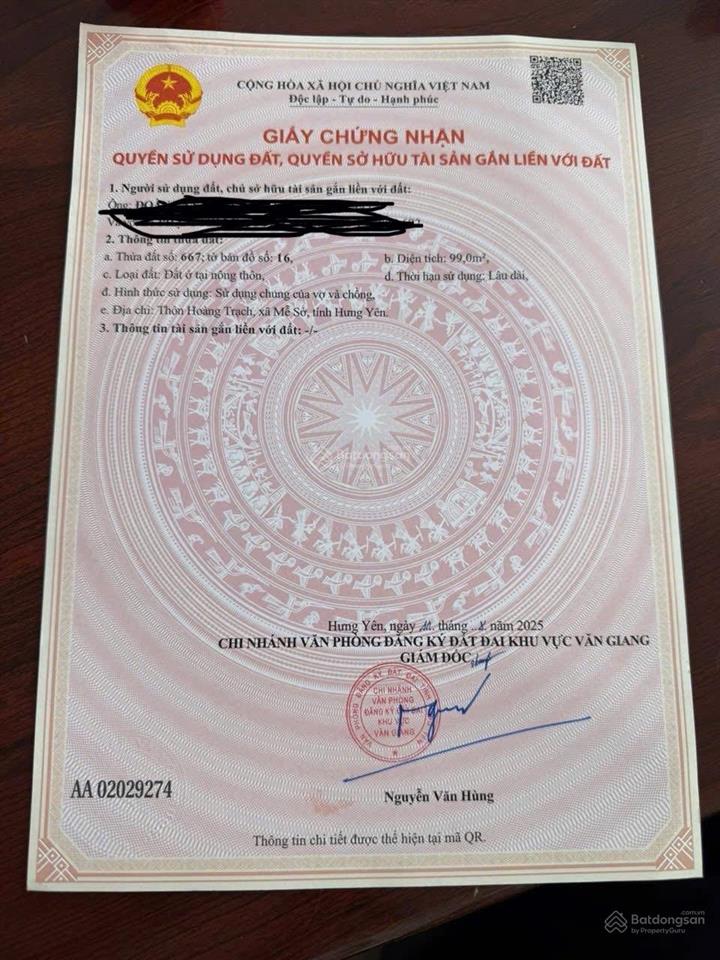 Chính chủ em bán đất thôn hoàng trạch, xã mễ sở, đường 4m cách 20m ra đường trục chính liên huyện