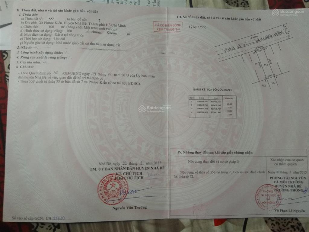 Cẩn bán lô đất kdc sadeco phước kiển a. dt 5m x 20m giá 9,9 tỷ thương lượng. sổ đỏ riêng