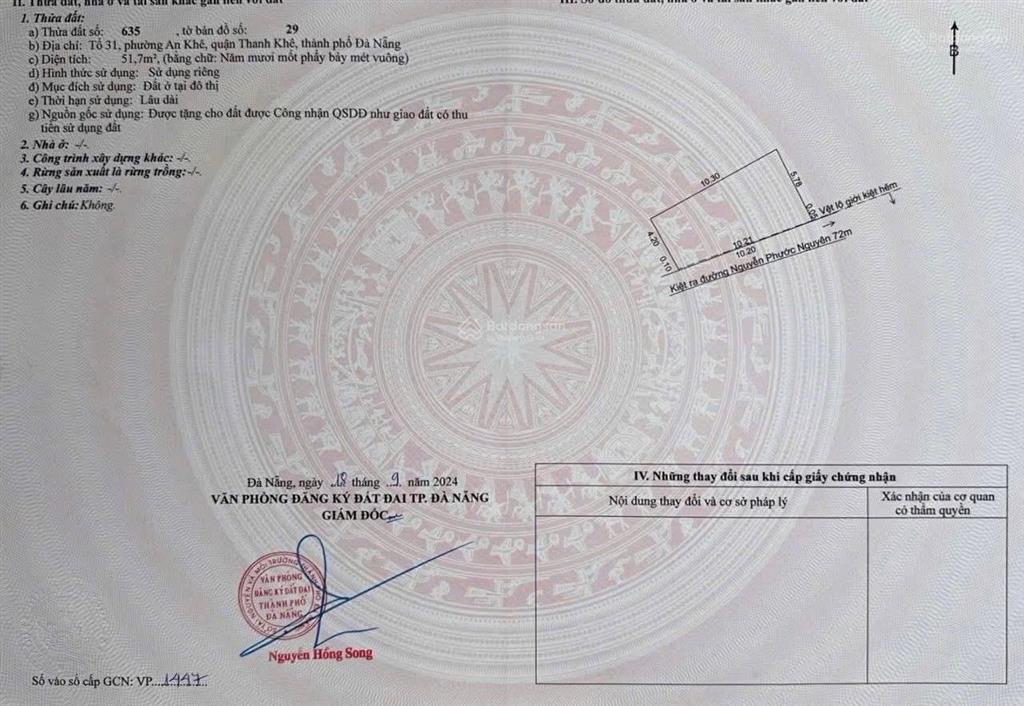 Bán 51,7m2 đất kiệt nguyễn phước nguyên quận thanh khê giá 2,75 tỷ