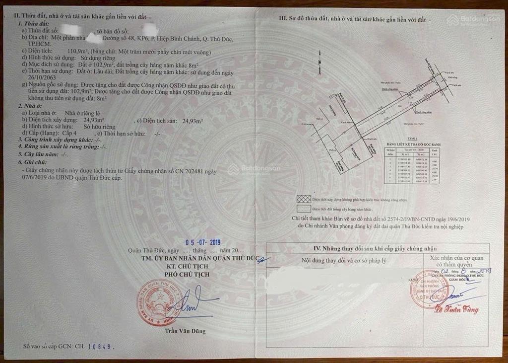 Bán lô đất giá đầu tư 110m2 đ. số 48 đường xe hơi, p. hiệp bình chánh, tp. thủ đức shr