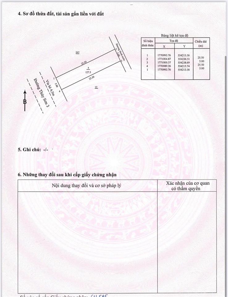 Bán đất nền tại thủy sơn 3, 6,99 tỷ, 127,5m2, pháp lý đầy đủ gần biển