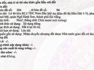 Bán đất tại trương văn hiến, hnam 90m2, khu vực ngũ hành sơn, đà nẵng chính chủ