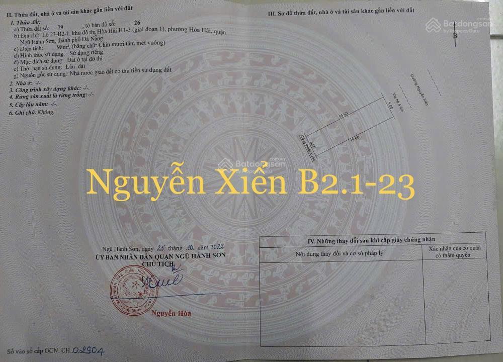 Bán đất tại nguyễn xiển, hòa hải, ngũ hành sơn, đà nẵng, b2.1 nhiều tiện ích gần biển