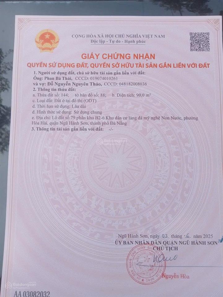 Đường dương tôn hải hướng đông gần bãi tắm non nước chính chủ