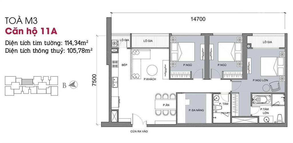 Bán căn hộ 3pn tòa m3, dt 115m2