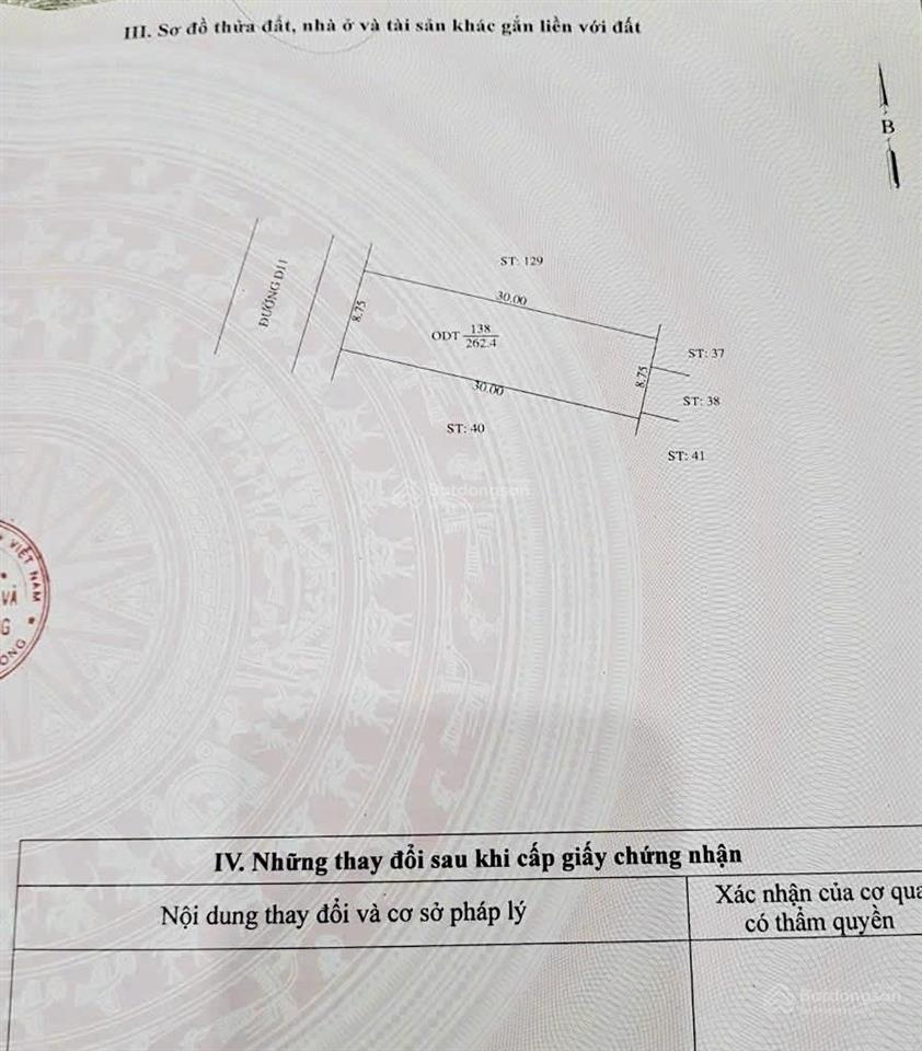 Bán đất mặt tiền 8,75m x 30m  thổ cư 100% đường d11 khu tdc phú mỹ, phú tân.