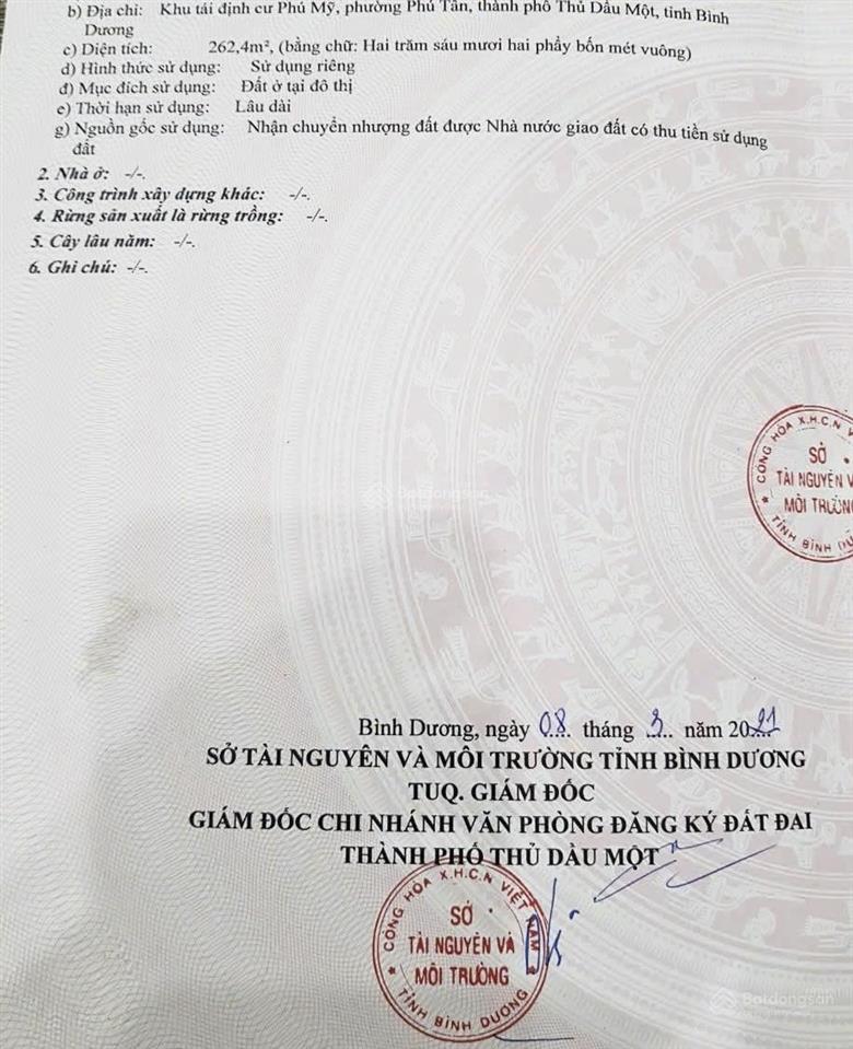 Bán đất mặt tiền 8,75m x 30m  thổ cư 100% đường d11 khu tdc phú mỹ, phú tân.