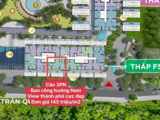 Căn 3pn toà f5 giá 15 tỷ, ban công hướng nam, view thành phố, diện tích 105m2
