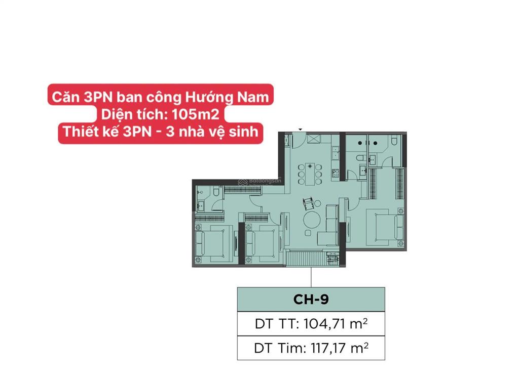 Căn 3pn tòa f5, diện tích 117m2, giá 15,2 tỷ, ban công hướng nam, view thành phố toà sun feliza