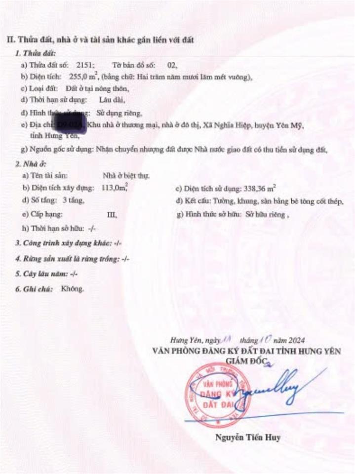 Cho thuê hoặc bán biệt thự đơn lập, sổ đỏ, t&t phố nối, 13.3 tỷ, 255m2, hàng hiếm tt bần yên nhân