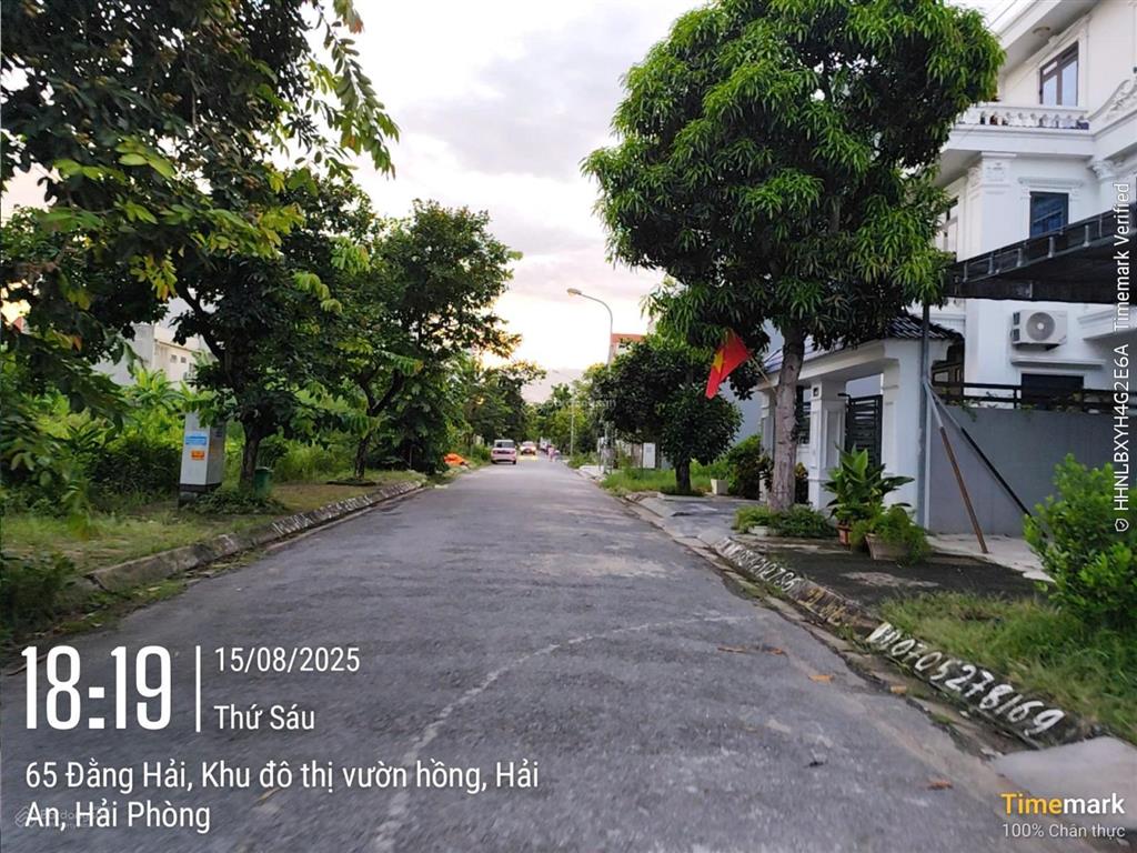 Bán đất 282m2 lô góc 2 mặt tiền khu biệt thự quận hải an, hải phòng. giá 62.5 triệu/m2