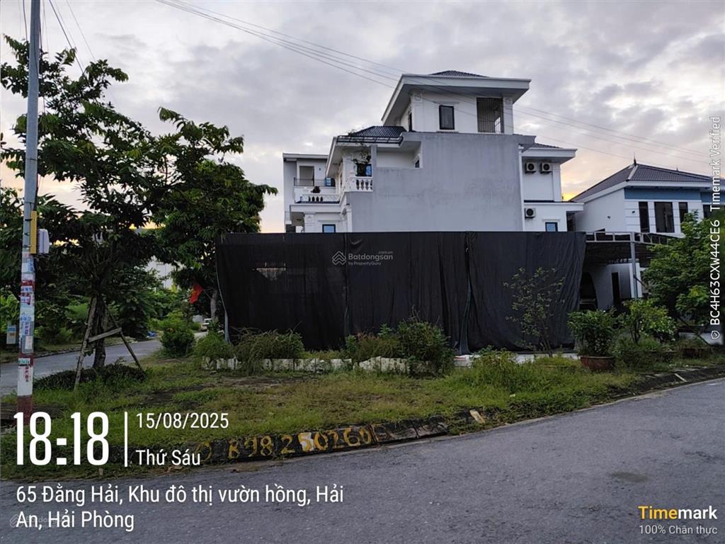 Bán đất 282m2 lô góc 2 mặt tiền khu biệt thự quận hải an, hải phòng. giá 62.5 triệu/m2