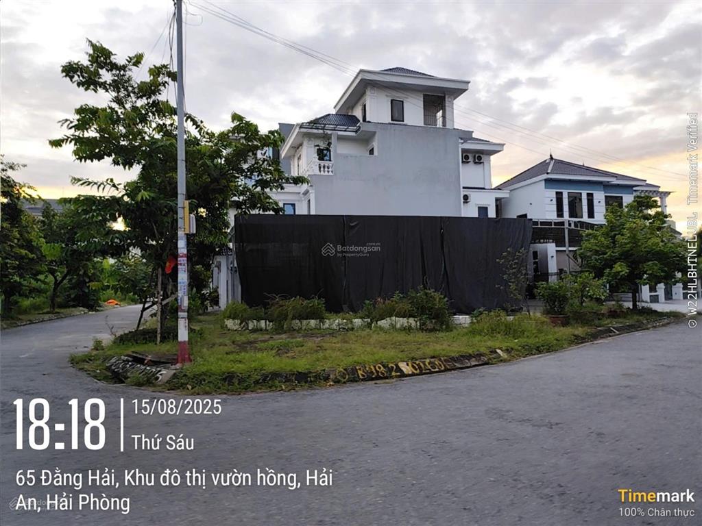 Bán đất 282m2 lô góc 2 mặt tiền khu biệt thự quận hải an, hải phòng. giá 62.5 triệu/m2