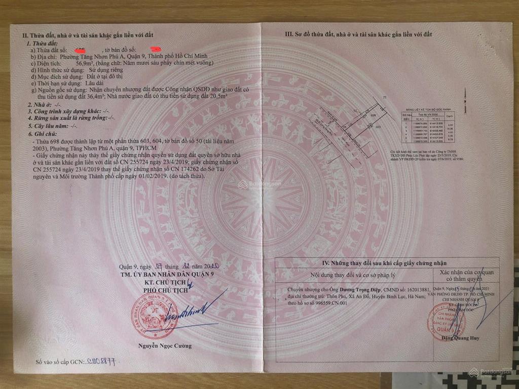 Đất đẹp vuông vức hẻm xe tải cách đường làng tăng phú chỉ vài chục mét, 4,1 tỷ tl