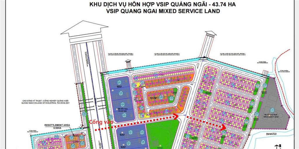Cực hiếm, 02 lô liền kề trục chính cổng vào khu dvhh vsip quảng ngãi, 264m2, thuận tiện kinh doanh