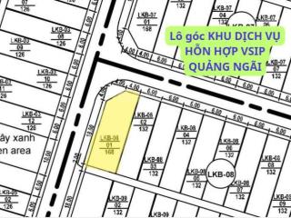 Bán lô góc hiếm, giá siêu hời chỉ 1,5x tỷ. dt lớn 168m2. vị trí đẹp khu dvhh vsip quảng ngãi