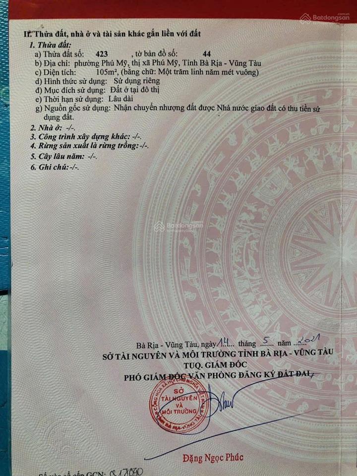 Bán cặp sát góc gần hùng vương trung tâm phú mỹ, xung quanh là các chung cư,dt10x21m giá 6.5tỷ