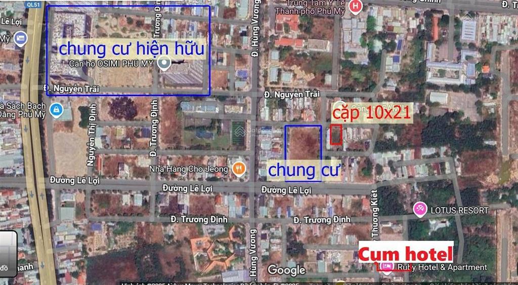 Bán cặp sát góc gần hùng vương trung tâm phú mỹ, xung quanh là các chung cư,dt10x21m giá 6.5tỷ