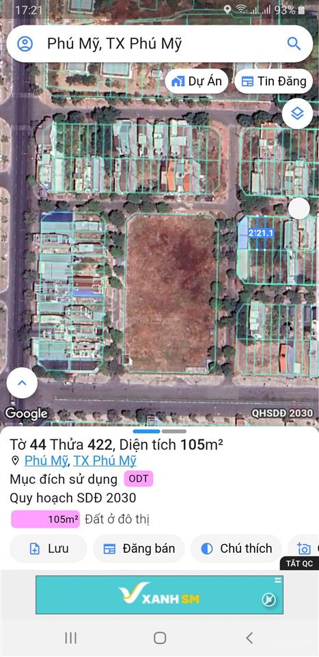 Bán đất đối diện chung cư ata trung tâm tp. phú mỹ, nhà cửa san sát, dt 5x20m full thổ giá 3.3tỷ