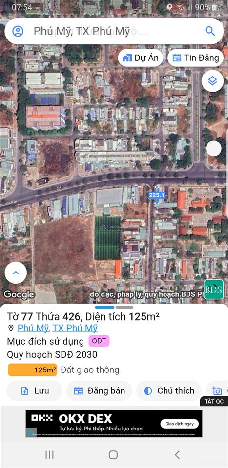 Bán lô đất 2mt đg trường chinh và nguyễn duy trinh khu dân cư trung tâm phú mỹ, dt 5x25m giá 5.6tỷ