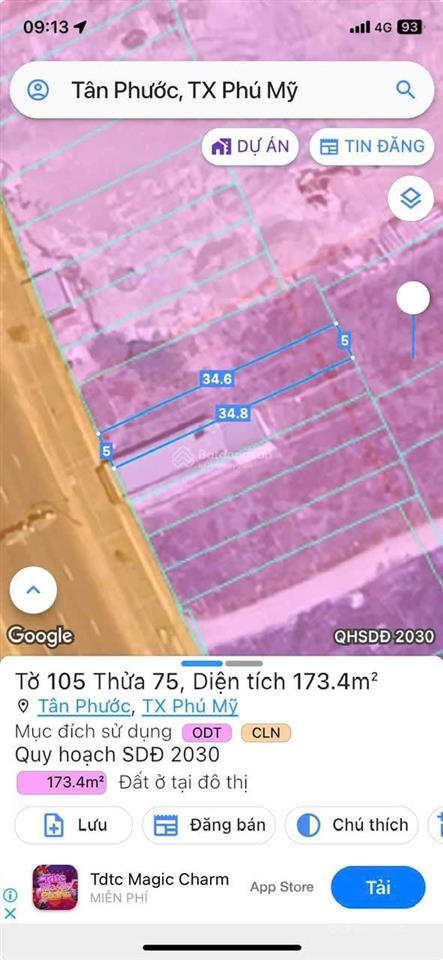 Bán đất trục chính hùng vương khu trung tâm p. tân phước tp. phú mỹ khu dân đông, 5x35m giá 5.8tỷ