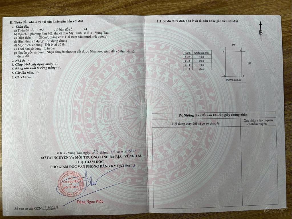 Bán lô siêu phẩm lê lợi được xây 18 tầng trung tâm phú mỹ, dt 13x20m full thổ giá 14.5tỷ giá rẻ