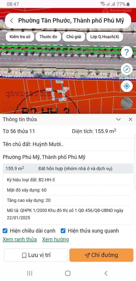 Bán đất mt đg trần hưng đạo, p. phú mỹ khu trung tâm nhất, buôn bán kinh doanh dt 9.2x16m giá 9tỷ