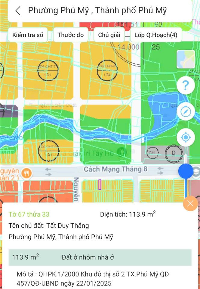 Bán siêu phẩm mt cách mạng tháng tám trung tâm phú mỹ, dân cư đông đúc, dt 5x23m full thổ giá 5.2tỷ