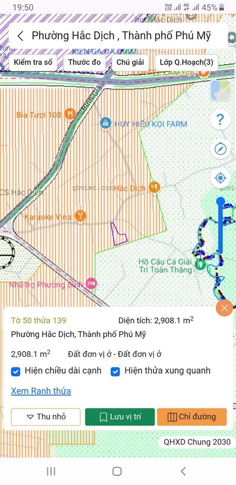 Cần bán đất ngay vòng xoay trung tâm hắc dịch thành phố phú mỹ, dt 2908m2 tc 110m2 giá 8tỷ