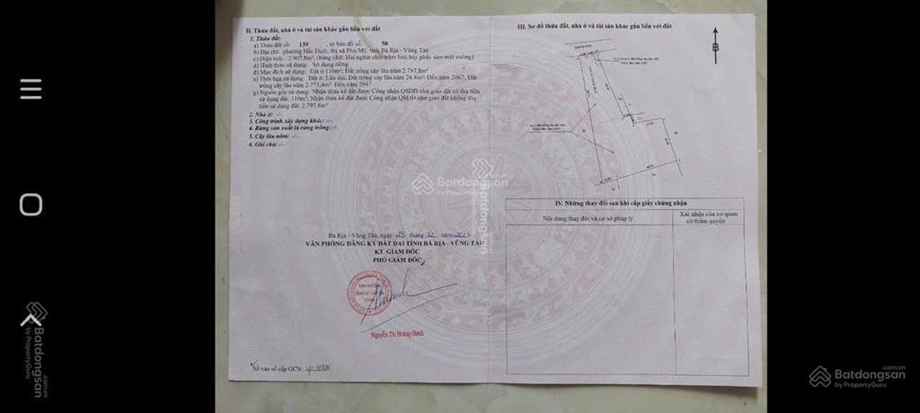 Cần bán đất ngay vòng xoay trung tâm hắc dịch thành phố phú mỹ, dt 2908m2 tc 110m2 giá 8tỷ