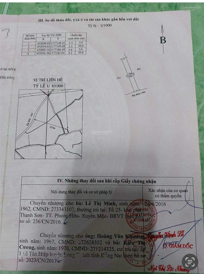Bán đất đường nhựa 8m trung tâm kp2 phường hắc dịch, cách vòng xoay 700m, dt 5x39m giá 1.4 tỷ