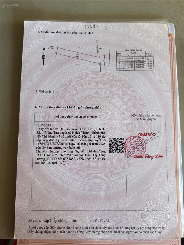 Đất tại xã đá bạc, châu đức, bà rịa vũng tàu (nghĩa thành tp hồ chí minh)