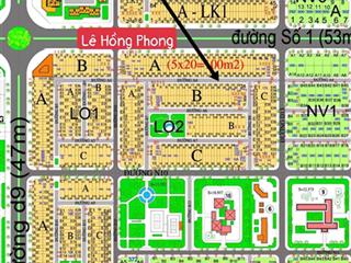 Bán lô đất nhà phố dự án hud, mặt sau đường lê hồng phong. dt 5m x 20m  100m2. giá 1 tỷ 970