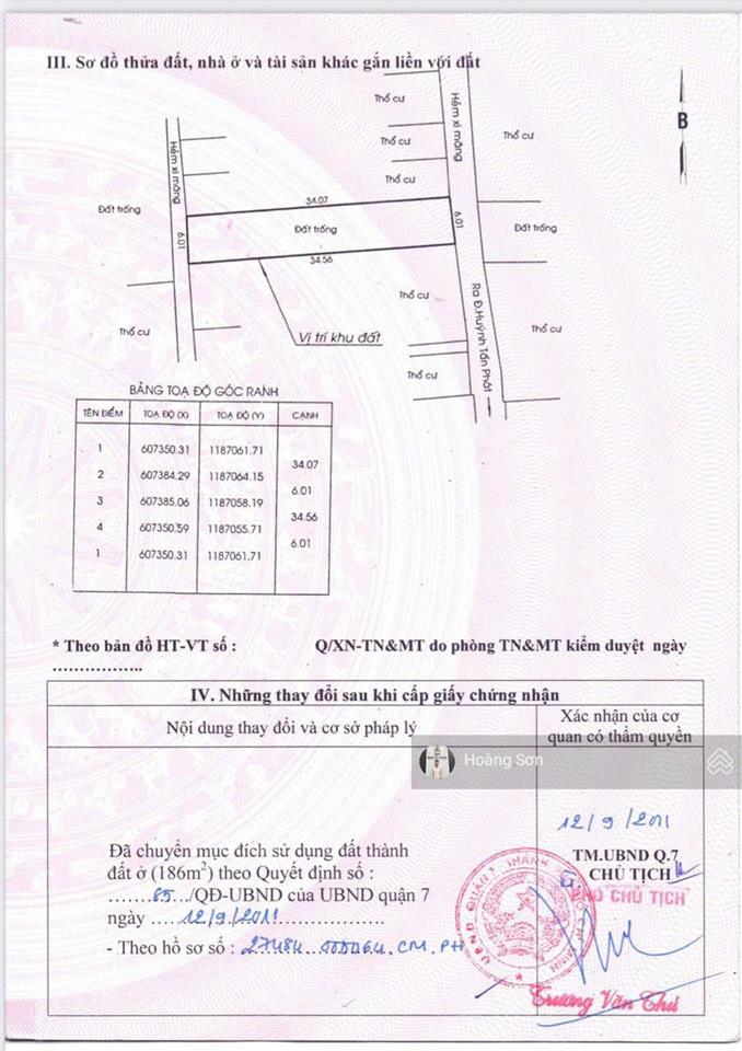 Bán đất hxh 6m đường phú thuận, quận 7 giá tốt, sổ hồng riêng 6x34m, giá chỉ 87tr/m2