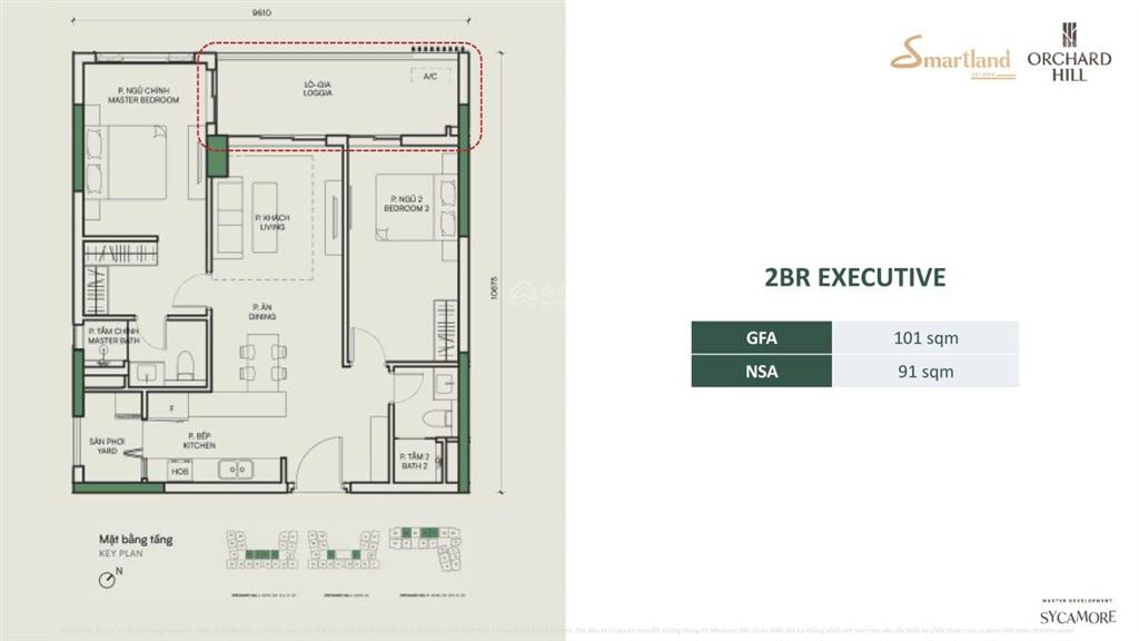 Bán căn hộ orchard hill lầu cao view cv 75ha, 4,7 tỷ, 101m2, 2pn, 2wc