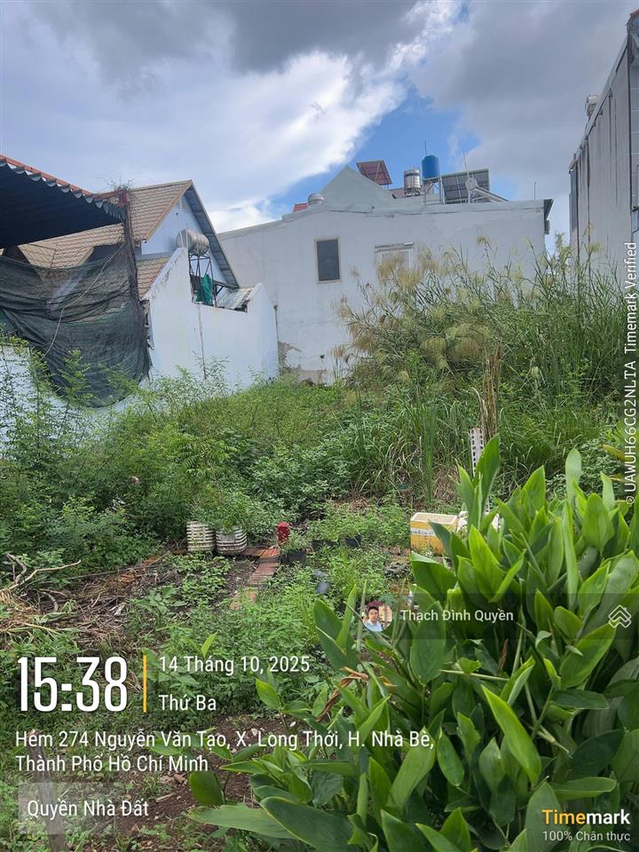 Đất thổ cư mt hẻm 274 nguyễn văn tạo, long thới