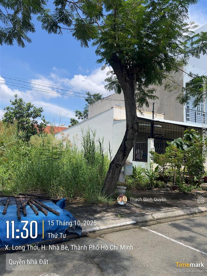 Đất thổ cư đường số 7 khu tái định cư long thới, ngay hẻm 526 nguyễn văn tạo. dt 100m2(5x20m)