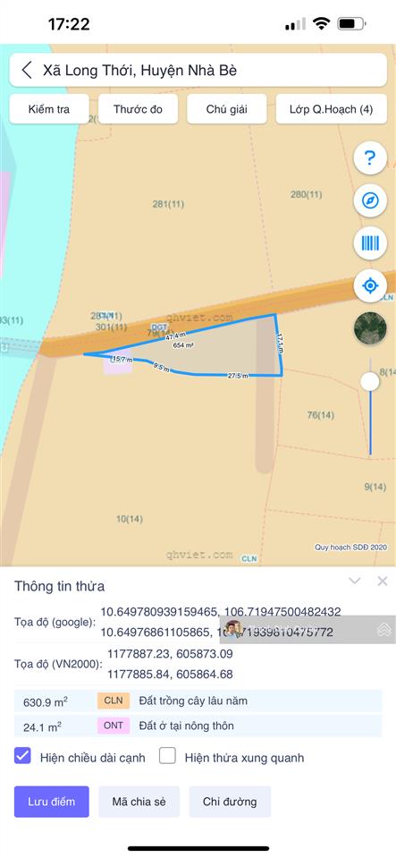 Đất vườn mt hẻm 274 nguyễn văn tạo, ngang 60m
