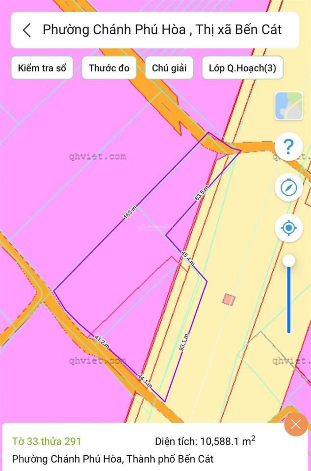 Bán lô 3 mặt tiền tại chánh phú hòa, bến cát, bình dương, 10588m2, có 300m2 thổ, 0902 068 ***